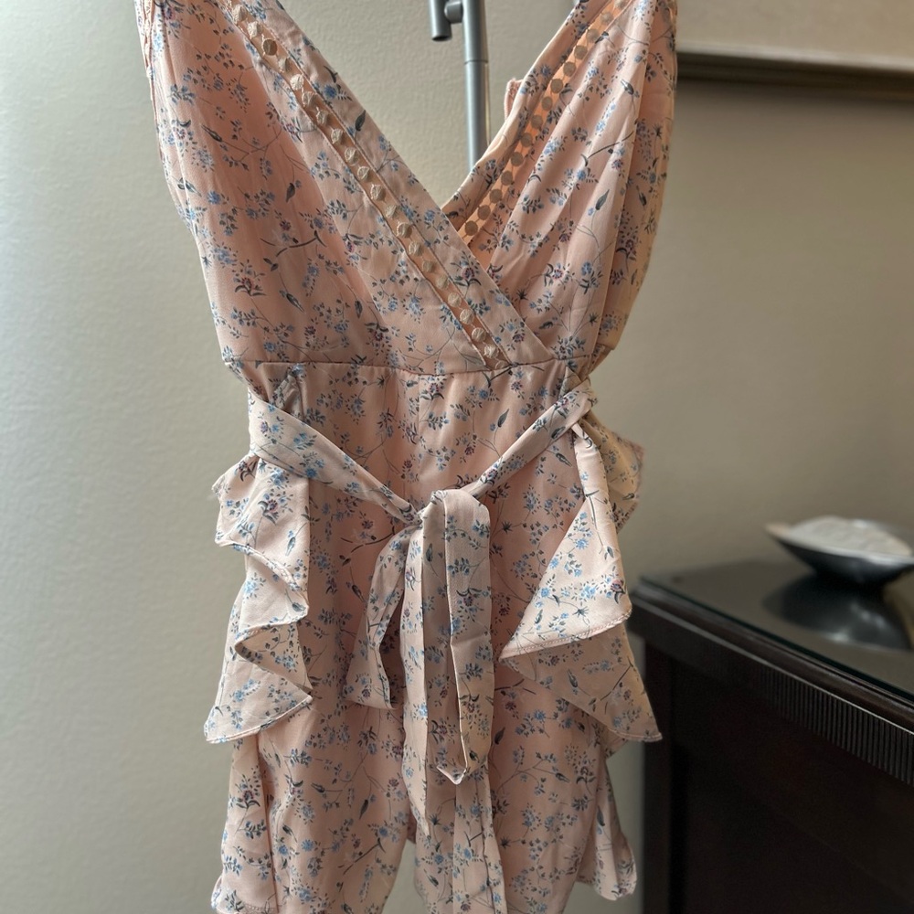 Floral Pink Ruffle Romper